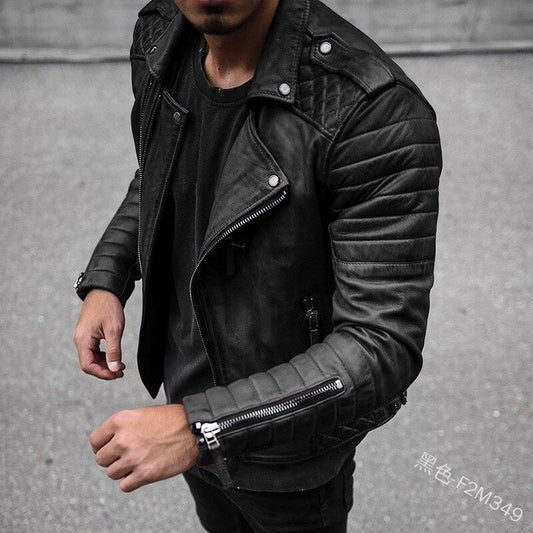 Herfst Heren Bikerjack Van Imitatieleer Met Quilted Details En Asymmetrische Rits