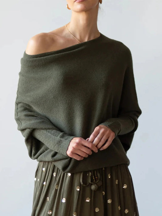 Off-Shoulder Damestrui Met Vleermuismouw – Sensuele Eenvoud Met Luxe Uitstraling