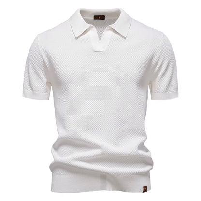 Herenpolo Met Open Kraag – Textuur, Ademend & Stretch Voor Voorjaar & Zomer
